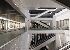 Visualisation of station Hauptbahnhof (Canyon), level -1 (© a4d architekten)